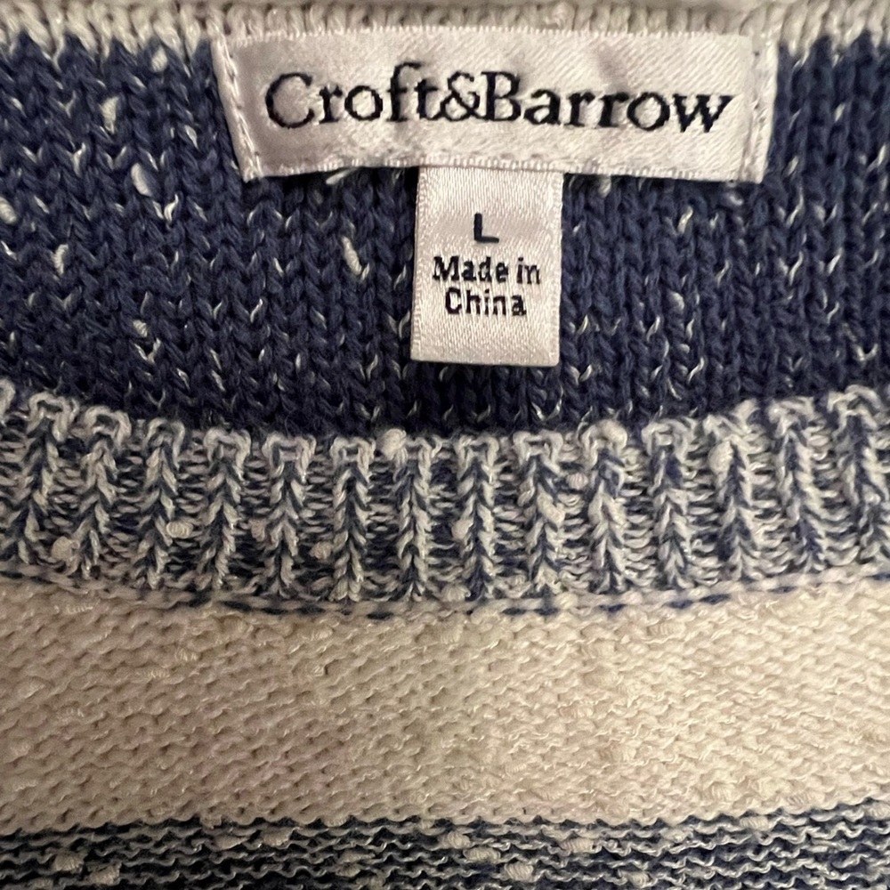Croft & Barrow Women's Navy and Cream Striped Sweater - Picture 3 of 4